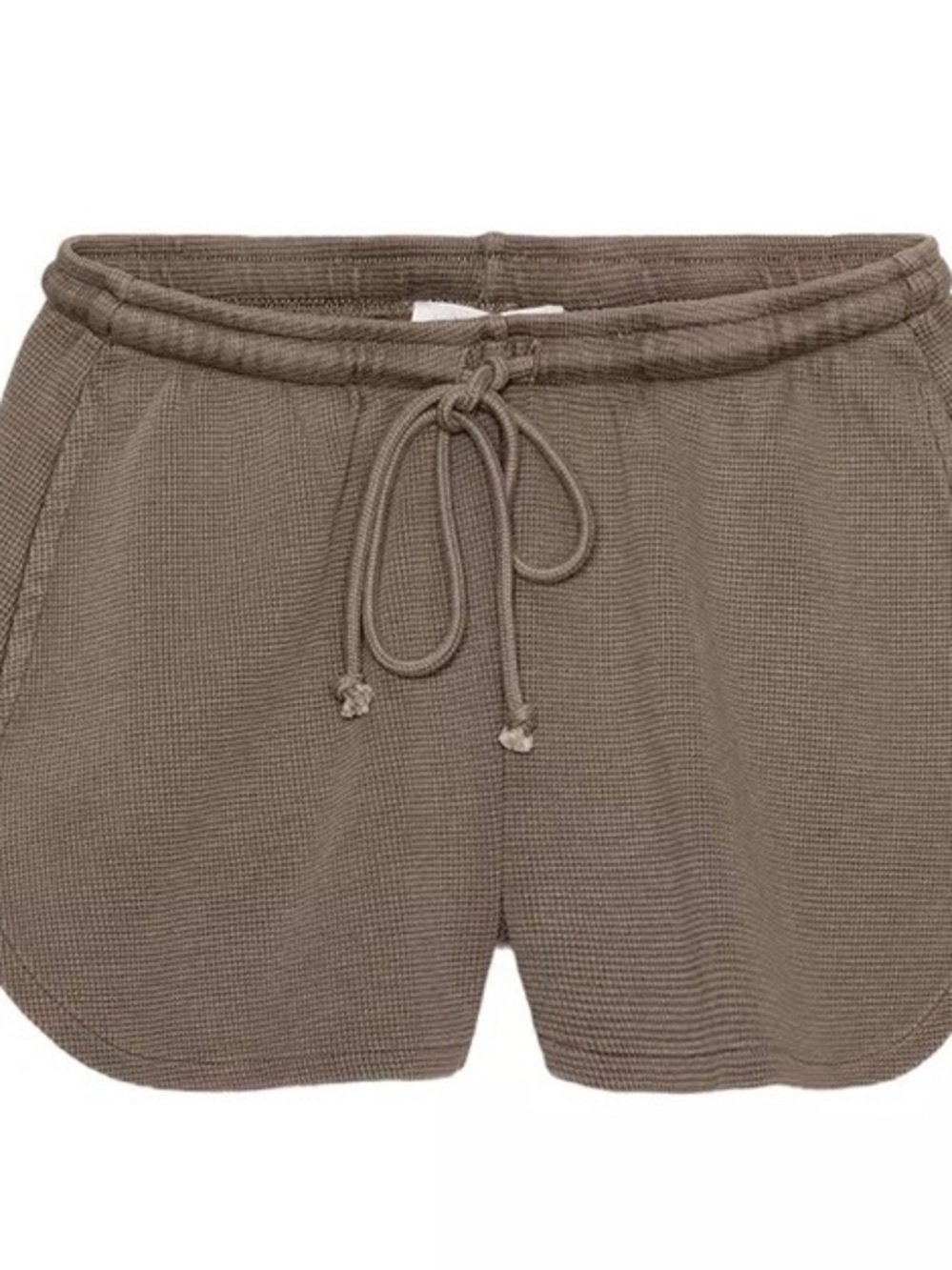 Zara Waffle Drawstring Athletic Shorts - Taupe